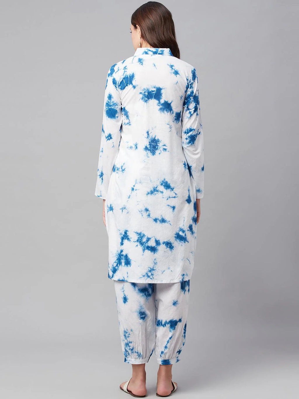 Blue Cotton Shirt Style Co-ord Set