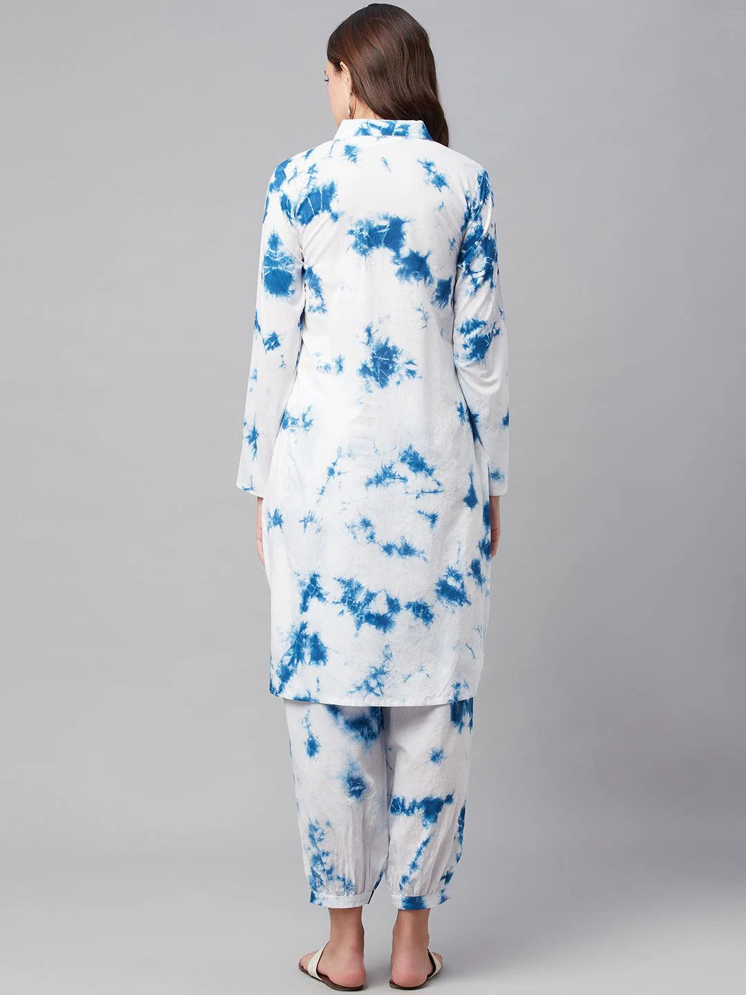 Blue Cotton Shirt Style Co-ord Set