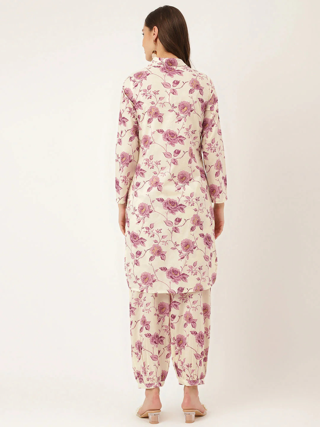 Purple Floral Print Cotton Co-ord Set
