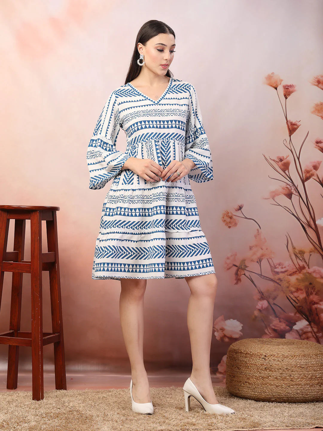 Printed Rayon Tiered Dress