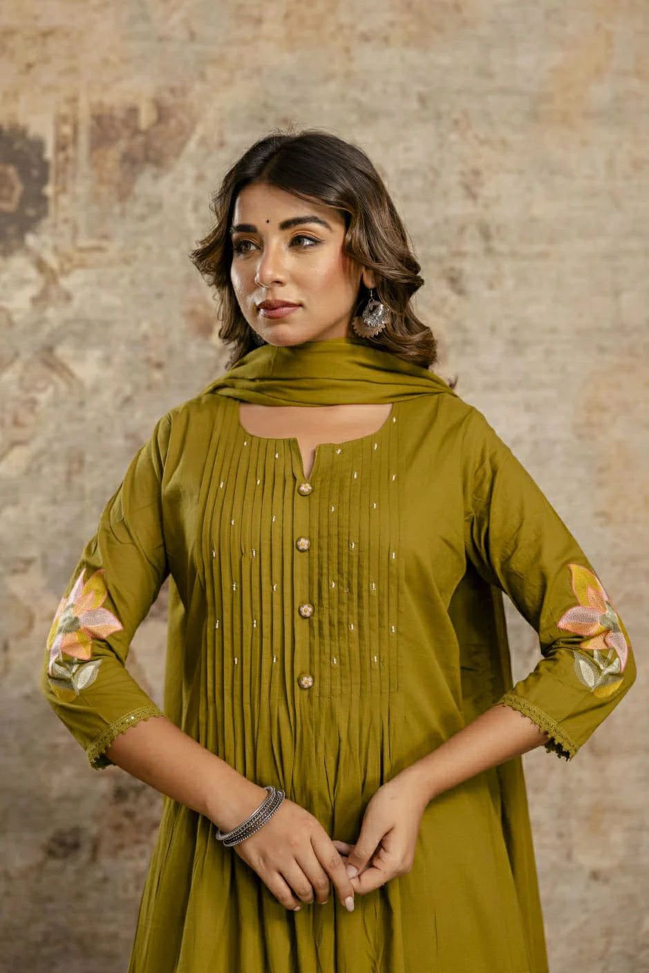 Mul Cotton kurti with Pant and dupatta set